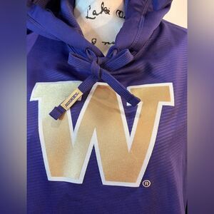 Nike Therma-FIT Hoodie Medium Purple Gold Huskies W Logo Pullover Sweatshirt